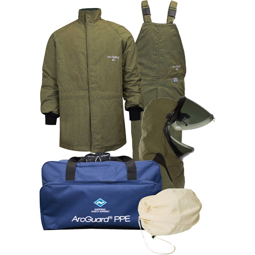 Ensemble de v&ecirc;tements petits contre l'arc &eacute;lectrique avec capuchon &agrave; lev&eacute;e avant Arcguard Revolite, 40 cal/cm² NRZ Safety Inc.