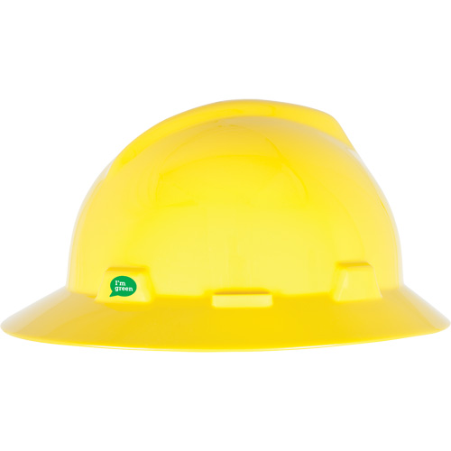 Casque de s&eacute;curit&eacute; &agrave; bord complet V-Gard GREEN avec fentes, R&eacute;pond aux normes CSA type 1, Suspension Rochet NRZ Safety Inc.
