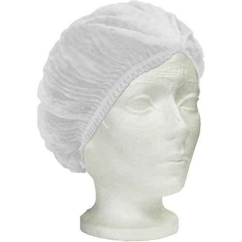 Ronco Care Pleated Bouffant Cap, Polypropylene, 24", White NRZ Safety Inc.
