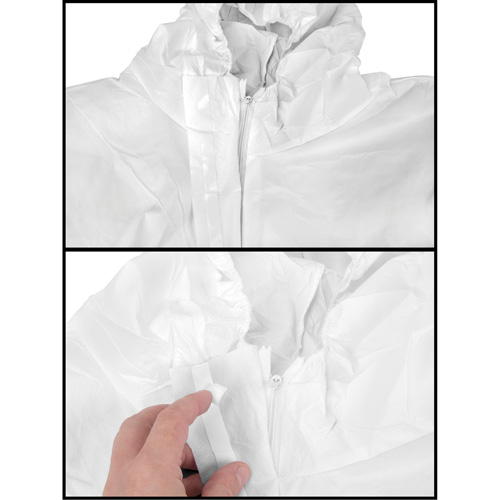 Combinaisons &agrave; capuchon de premi&egrave;re qualit&eacute;, Petit, Blanc, Microporeux NRZ Safety Inc.