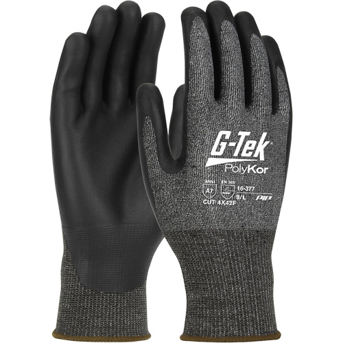 Gants r&eacute;sistants aux coupures G-Tek PolyKor X7, Taille Petit, Calibre 18, Rev&ecirc;tement Polyur&eacute;thane, Enveloppe en Poly&eacute;thyl&egrave;ne, ASTM ANSI niveau A7/EN 388 niveau F NRZ Safety Inc.