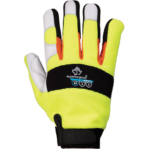 ClutchGear&reg; High-Visibility Mechanic's Gloves, Grain Goatskin Palm, Size Medium NRZ Safety Inc.