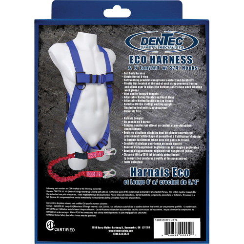 Eco Harness with Lanyard, CSA Certified, Class A, 310 lbs. Cap. NRZ Safety Inc.
