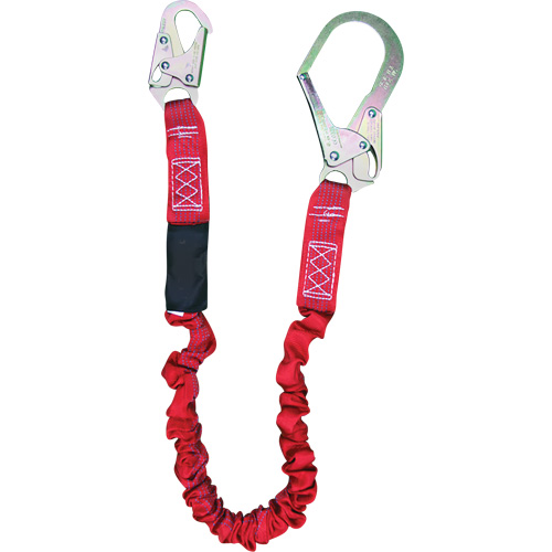 Longe amortisseuse interne ShockSorb, 6', Point d'ancrage &agrave; Crochet d'armature, Crochet mousqueton aux jambes, Polyester NRZ Safety Inc.