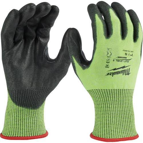 Gants &agrave; haute visibilit&eacute; enduits par trempage, Taille Petit, Calibre 15, Rev&ecirc;tement Polyur&eacute;thane, Enveloppe en Poly&eacute;thyl&egrave;ne, ASTM ANSI niveau A5 NRZ Safety Inc.