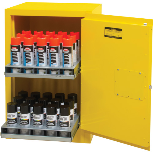 Flammable Aerosol Storage Cabinet, 12 gal., 1 Door, 23" W x 35" H x 18" D NRZ Safety Inc.