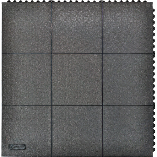 Cushion-Ease&reg; Interlocking Anti-Fatigue Mat, Pebbled, 3' x 3' x 3/4", Black, Natural Rubber NRZ Safety Inc.