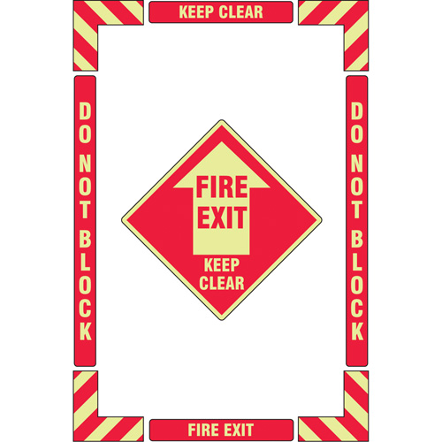 "Fire Exit" Floor Marking Kit, Adhesive, English with Pictogram NRZ Safety Inc.