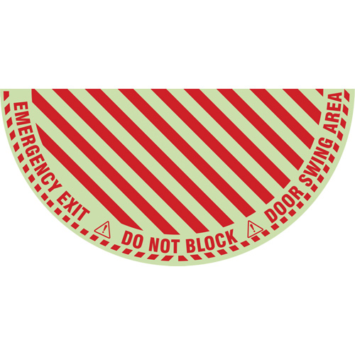Signalisation au sol ?Emergency Exit? (sortie de secours) pour porte battante en demi-cercle, Adh&eacute;sif, Anglais avec pictogramme NRZ Safety Inc.