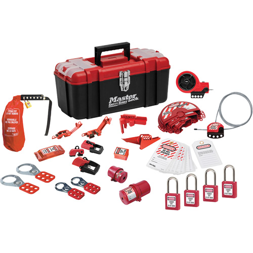 Trousse de cadenassage avec cadenas en thermoplastique de qualit&eacute; sup&eacute;rieure Zenex, Ensemble &eacute;lectrique/Vanne, 27 composants compris NRZ Safety Inc.
