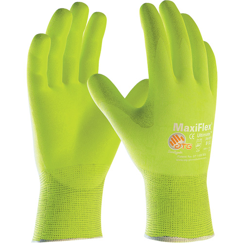 Gants sans coutures haute visibilit&eacute; ATG MaxiFlex Ultimate, Grand, R&ecirc;vetement Nitrile, Calibre 15, Enveloppe en Nylon/&eacute;lasthanne NRZ Safety Inc.