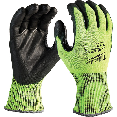 High-Visibility Cut-Resistant Gloves, Size Small, 13 Gauge, Nitrile/Polyurethane Coated, Polyethylene Shell, ANSI/ISEA 105 Level 4 NRZ Safety Inc.
