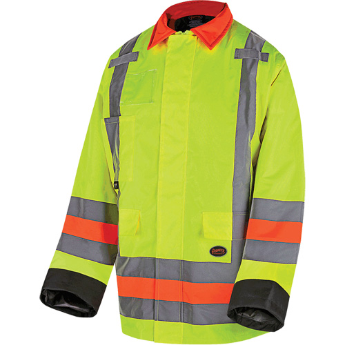 6040 Veste de contr&ocirc;le de la circulation pour l'hiver qu&eacute;b&eacute;cois, Polyester, Jaune lime haute visibilit&eacute;, T-petit NRZ Safety Inc.