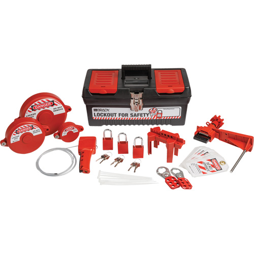 Trousse de cadenassage et d&eacute;tiquetage avec cadenas de s&eacute;curit&eacute; en aluminium et boîte &agrave; outils, Ensemble Vanne, 32 composants compris NRZ Safety Inc.