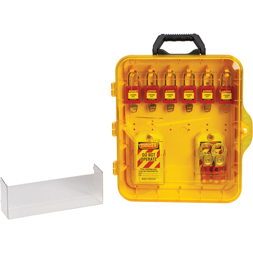 Station de cadenassage avec cadenas de s&eacute;curit&eacute; en nylon utilisant des cl&eacute;s identiques, Cadenas Plastique, Capacit&eacute; de 6, Cadenas Compris NRZ Safety Inc.