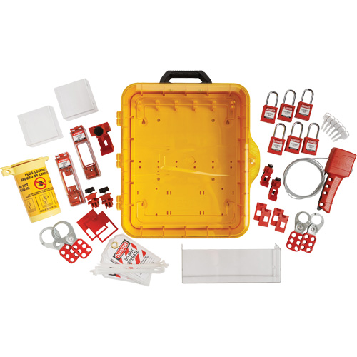 Electrical Lockout Station with Keyed Alike Nylon Safety Lockout Padlocks, Plastic Padlocks, 55 Padlock Capacity, Padlocks Included NRZ Safety Inc.