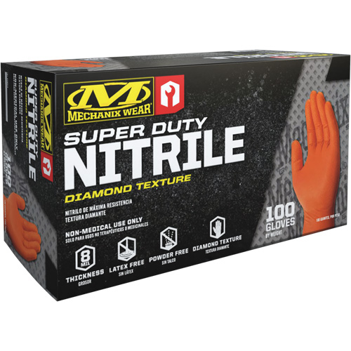 Super Duty Disposable Gloves, 9/Medium, Nitrile, 8-mil, Powder-Free, Orange NRZ Safety Inc.