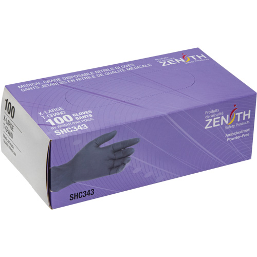 Gants jetables de calibre m&eacute;dical, T-Grand, Nitrile, 6 mils, Sans poudre, Noir, Classe 2 NRZ Safety Inc.