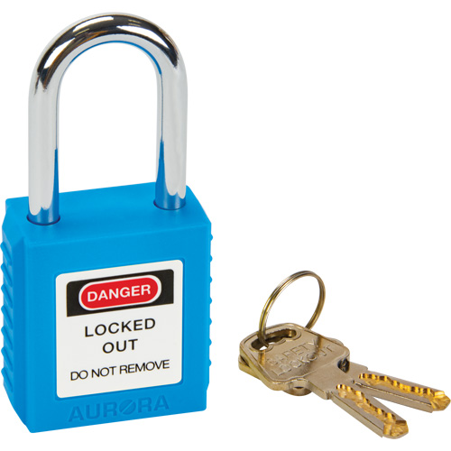 Verrouillage pour les consignations, Cadenas de s&eacute;curit&eacute;, Cl&eacute;s diff&eacute;rentes, Thermoplastique, Largeur de 1-1/2" NRZ Safety Inc.