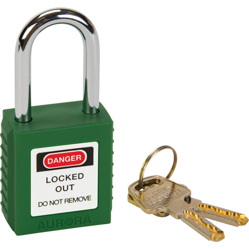 Verrouillage pour les consignations, Cadenas de s&eacute;curit&eacute;, Cl&eacute;s diff&eacute;rentes, Thermoplastique, Largeur de 1-1/2" NRZ Safety Inc.