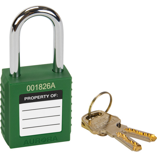 Verrouillage pour les consignations, Cadenas de s&eacute;curit&eacute;, Cl&eacute;s diff&eacute;rentes, Thermoplastique, Largeur de 1-1/2" NRZ Safety Inc.