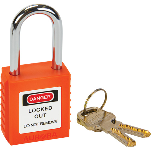 Verrouillage pour les consignations, Cadenas de s&eacute;curit&eacute;, Cl&eacute;s diff&eacute;rentes, Thermoplastique, Largeur de 1-1/2" NRZ Safety Inc.