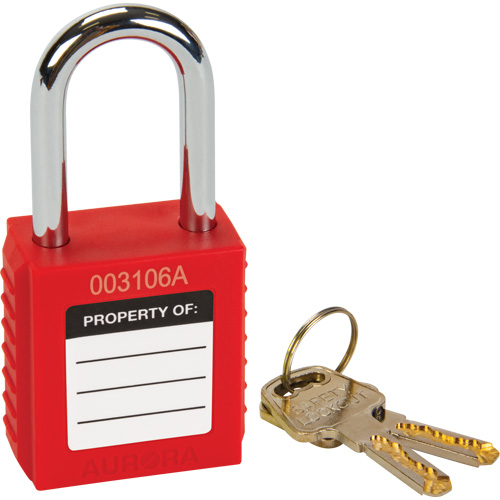 Verrouillage pour les consignations, Cadenas de s&eacute;curit&eacute;, Cl&eacute;s diff&eacute;rentes, Thermoplastique, Largeur de 1-1/2" NRZ Safety Inc.