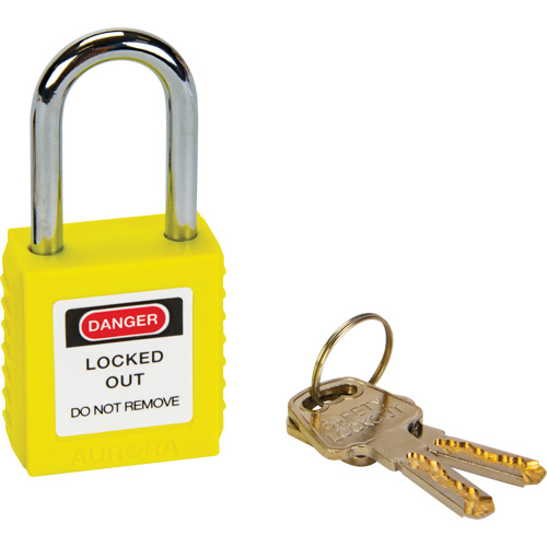 Verrouillage pour les consignations, Cadenas de s&eacute;curit&eacute;, Cl&eacute;s diff&eacute;rentes, Thermoplastique, Largeur de 1-1/2" NRZ Safety Inc.