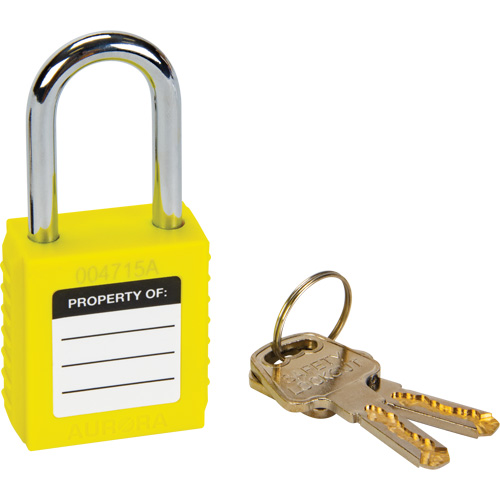 Verrouillage pour les consignations, Cadenas de s&eacute;curit&eacute;, Cl&eacute;s diff&eacute;rentes, Thermoplastique, Largeur de 1-1/2" NRZ Safety Inc.