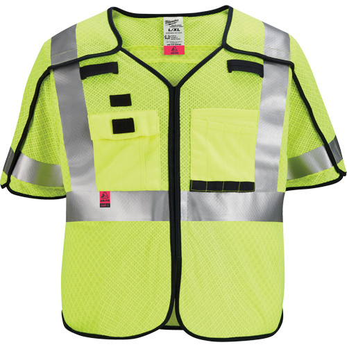 Gilet de s&eacute;curit&eacute; &agrave; maille d&eacute;tachable, Noir/Jaune lime haute visibilit&eacute;, Moyen/Petit NRZ Safety Inc.