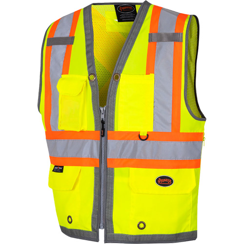6673 Veste d'arpenteur au dos en maille avec fermeture &agrave; glissi&egrave;re, Jaune lime haute visibilit&eacute;, Petit, Polyester NRZ Safety Inc.