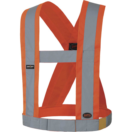 5490 4" Wide Adjustable Safety Sash, Meets/Exceeds CSA Z96 Class 2 - Level 2, High Visibility Orange, Silver Reflective Colour, One Size NRZ Safety Inc.