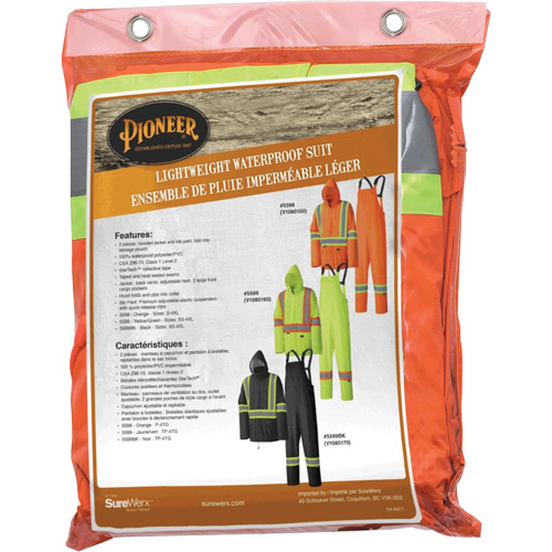 5598 Combinaison de pluie imperm&eacute;able et l&eacute;g&egrave;re, Polyester/PVC, Petit, Orange haute visibilit&eacute; NRZ Safety Inc.