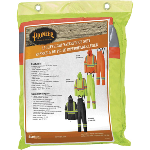 5599 Combinaison de pluie imperm&eacute;able et l&eacute;g&egrave;re, Polyester/PVC, T-petit, Jaune lime haute visibilit&eacute; NRZ Safety Inc.