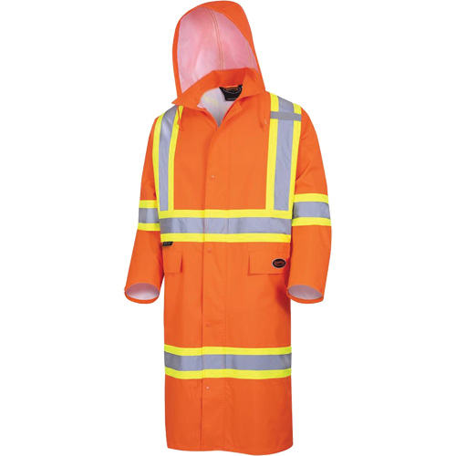 5630 Manteau long imperm&eacute;able The Rock 300D, Polyester, Petit, Orange haute visibilit&eacute; NRZ Safety Inc.