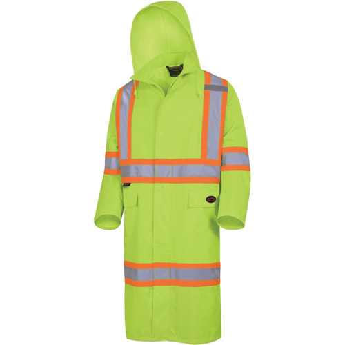 5631 Manteau long imperm&eacute;able The Rock 300D, Polyester, Petit, Jaune lime haute visibilit&eacute; NRZ Safety Inc.