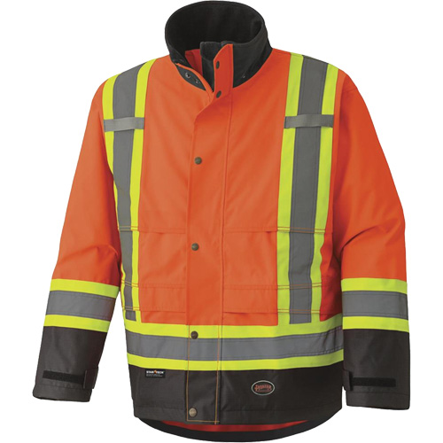 5400 Veste de s&eacute;curit&eacute; imperm&eacute;able 300D Trilobal antid&eacute;chirure, Polyester, Noir/Orange haute visibilit&eacute;, 2T-Grand NRZ Safety Inc.