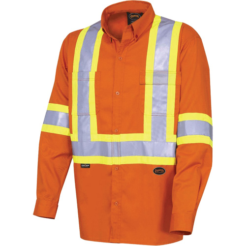 4441 Chemise de s&eacute;curit&eacute; &agrave; manches longues ultra respirante, Coton, Petit, Orange haute visibilit&eacute; NRZ Safety Inc.