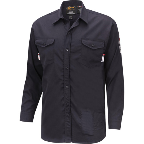 7742 FR-Tech&reg; Flame-Resistant Safety Shirt, Small, Navy Blue NRZ Safety Inc.