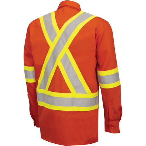 7743 FR-Tech&reg; Flame-Resistant Safety Shirt, Small, High Visibility Orange NRZ Safety Inc.