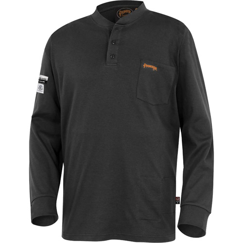 332 Chandail Henley en tricot interlock ignifuge, Petit, Noir NRZ Safety Inc.