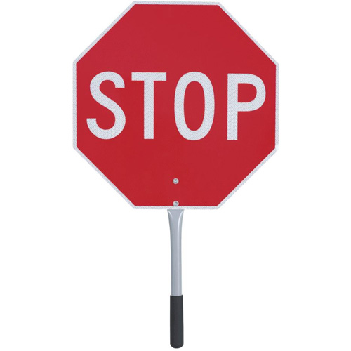 456 Panneau d'arr&ecirc;t/ralentissement de circulation, 18" x 18", Plastique ondul&eacute;, Anglais NRZ Safety Inc.