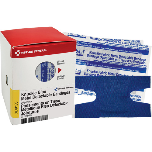 Knuckle Blue Detectable Bandages, Knuckle, Fabric Metal Detectable, Sterile NRZ Safety Inc.