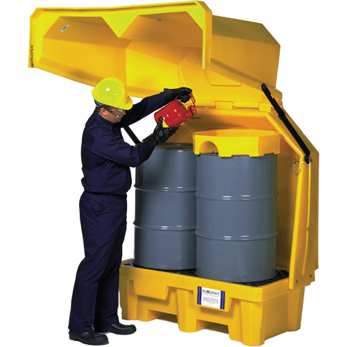 P2 Gull Wing Ultra-Hard Top Spill Pallet&reg; with Drain, 63.5" L x 57" W x 30.5" H, 3000 lbs. Load Capacity NRZ Safety Inc.