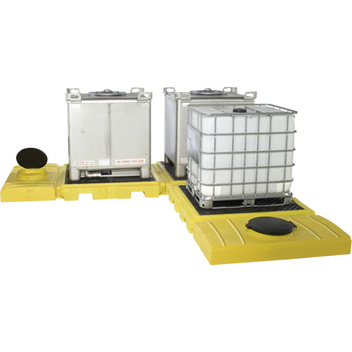Indoor 3-Tank Ultra-Modular IBC Spill Pallet, 355 US gal. Spill Capacity, 248" x 11" x 62" NRZ Safety Inc.
