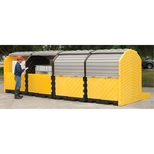 Outdoor 4-Tank Ultra-Modular IBC Spill Pallet, 365 US gal. Spill Capacity, 250" x 79" x 93" NRZ Safety Inc.