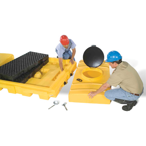 Indoor 4-Tank Ultra-Modular IBC Spill Pallet, 365 US gal. Spill Capacity, 279" x 11" x 62" NRZ Safety Inc.