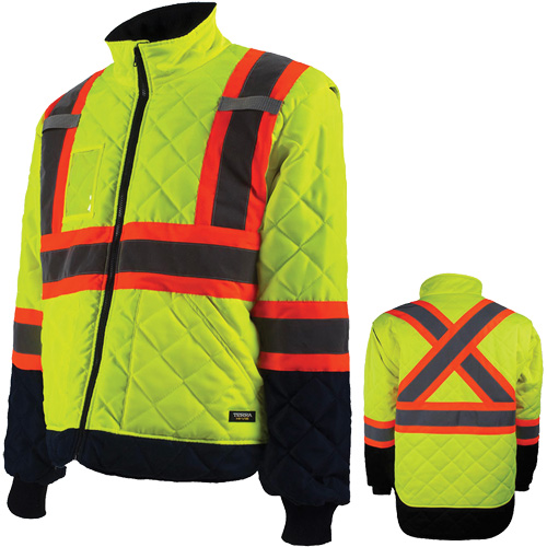 Manteau pour installations frigorifiques, Polyester, Orange haute visibilit&eacute;, Moyen NRZ Safety Inc.