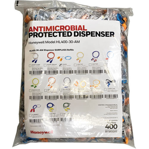 Recharge de bouchons doreille FF-30 pour le distributeur HL400, Vrac - Sac en poly, Avec cordon NRZ Safety Inc.