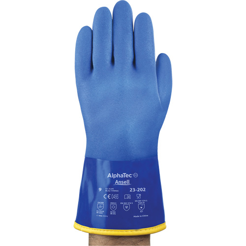 AlphaTec&reg; 23-202 PVC Gloves, Size 8, 11.8" L, Cotton, Fleece Inner Lining NRZ Safety Inc.